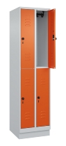 C+P Doppelstock-Spind 080310-29 Classic PLUS mit Sockel 2 Abt.250mm je 2 Fächer Drehriegel (HxBxT)1950x500x500mm 7035/7016