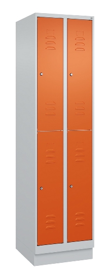 C+P Doppelstock-Spind 080310-29 Classic PLUS mit Sockel 2 Abt.250mm je 2 Fächer Drehriegel (HxBxT)1950x500x500mm 7035/7016