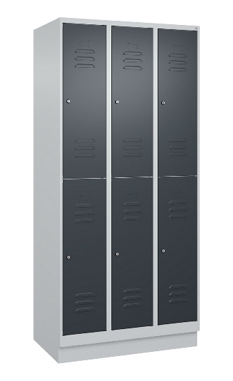 C+P Doppelstock-Spind 080320-22 Classic PLUS Sockel 2-Abt.400mm je 2 Fächer Sicherheits-Drehriegel (HxBxT)1950x800x500mm 7016/7035