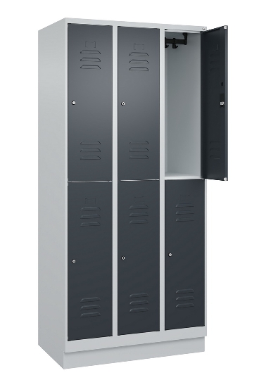 C+P Doppelstock-Spind 080320-22 Classic PLUS Sockel 2-Abt.400mm je 2 Fächer Sicherheits-Drehriegel (HxBxT)1950x800x500mm 7016/7035