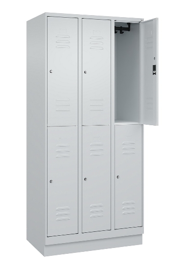 C+P Doppelstock-Spind 080320-22 Classic PLUS Sockel 2-Abt.400mm je 2 Fächer Sicherheits-Drehriegel (HxBxT)1950x800x500mm 7016/7035