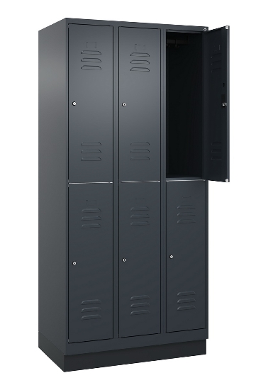 C+P Doppelstock-Spind 080320-22 Classic PLUS Sockel 2-Abt.400mm je 2 Fächer Sicherheits-Drehriegel (HxBxT)1950x800x500mm 7016/7035