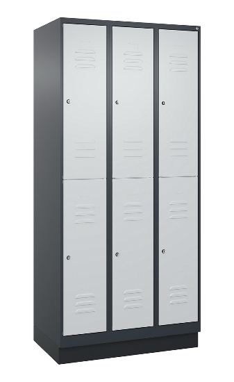 C+P Doppelstock-Spind 080320-22 Classic PLUS Sockel 2-Abt.400mm je 2 Fächer Sicherheits-Drehriegel (HxBxT)1950x800x500mm 7016/7035