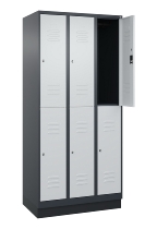 C+P Doppelstock-Spind 080320-22 Classic PLUS Sockel 2-Abt.400mm je 2 Fächer Sicherheits-Drehriegel (HxBxT)1950x800x500mm 7016/7035