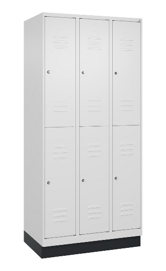 C+P Doppelstock-Spind 080320-22 Classic PLUS Sockel 2-Abt.400mm je 2 Fächer Sicherheits-Drehriegel (HxBxT)1950x800x500mm 7016/7035