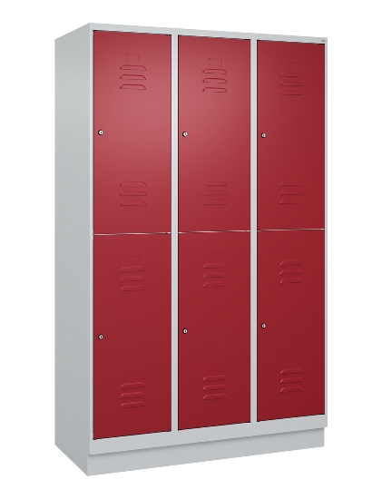 C+P Doppelstock-Spind 080320-22 Classic PLUS Sockel 2-Abt.400mm je 2 Fächer Sicherheits-Drehriegel (HxBxT)1950x800x500mm 7016/7035
