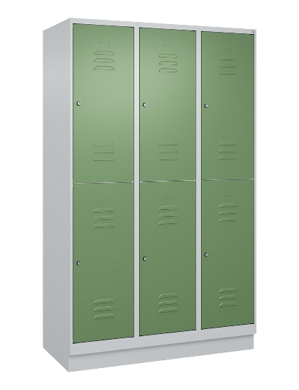 C+P Doppelstock-Spind 080320-22 Classic PLUS Sockel 2-Abt.400mm je 2 Fächer Sicherheits-Drehriegel (HxBxT)1950x800x500mm 7016/7035