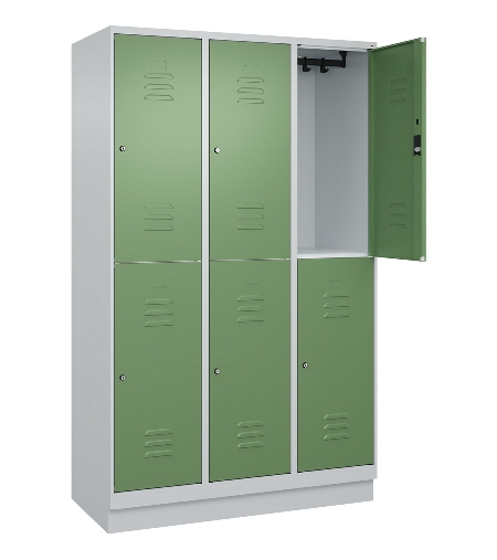 C+P Doppelstock-Spind 080320-22 Classic PLUS Sockel 2-Abt.400mm je 2 Fächer Sicherheits-Drehriegel (HxBxT)1950x800x500mm 7016/7035