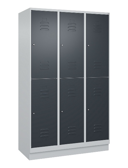 C+P Doppelstock-Spind 080320-22 Classic PLUS Sockel 2-Abt.400mm je 2 Fächer Sicherheits-Drehriegel (HxBxT)1950x800x500mm 7016/7035