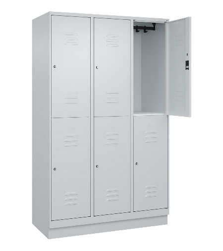 C+P Doppelstock-Spind 080320-22 Classic PLUS Sockel 2-Abt.400mm je 2 Fächer Sicherheits-Drehriegel (HxBxT)1950x800x500mm 7016/7035