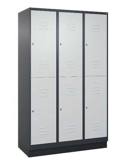 C+P Doppelstock-Spind 080320-22 Classic PLUS Sockel 2-Abt.400mm je 2 Fächer Sicherheits-Drehriegel (HxBxT)1950x800x500mm 7016/7035