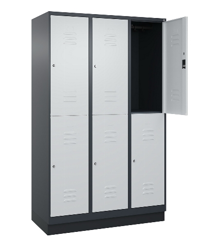 C+P Doppelstock-Spind 080320-22 Classic PLUS Sockel 2-Abt.400mm je 2 Fächer Sicherheits-Drehriegel (HxBxT)1950x800x500mm 7016/7035