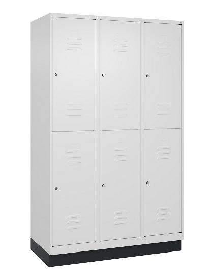 C+P Doppelstock-Spind 080320-22 Classic PLUS Sockel 2-Abt.400mm je 2 Fächer Sicherheits-Drehriegel (HxBxT)1950x800x500mm 7016/7035