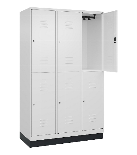C+P Doppelstock-Spind 080320-22 Classic PLUS Sockel 2-Abt.400mm je 2 Fächer Sicherheits-Drehriegel (HxBxT)1950x800x500mm 7016/7035