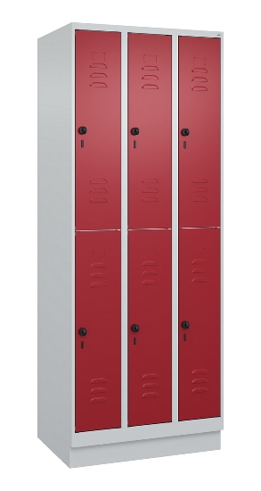 C+P Doppelstock-Spind 080310-29 Classic PLUS mit Sockel 2 Abt.250mm je 2 Fächer Drehriegel (HxBxT)1950x500x500mm 7035/7016