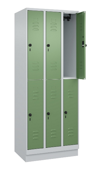 C+P Doppelstock-Spind 080310-29 Classic PLUS mit Sockel 2 Abt.250mm je 2 Fächer Drehriegel (HxBxT)1950x500x500mm 7035/7016