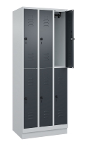 C+P Doppelstock-Spind 080310-29 Classic PLUS mit Sockel 2 Abt.250mm je 2 Fächer Drehriegel (HxBxT)1950x500x500mm 7035/7016