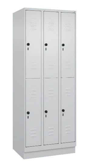 C+P Doppelstock-Spind 080310-29 Classic PLUS mit Sockel 2 Abt.250mm je 2 Fächer Drehriegel (HxBxT)1950x500x500mm 7035/7016