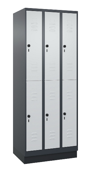 C+P Doppelstock-Spind 080310-29 Classic PLUS mit Sockel 2 Abt.250mm je 2 Fächer Drehriegel (HxBxT)1950x500x500mm 7035/7016