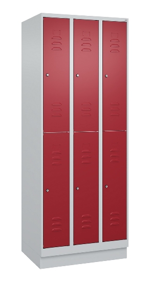 C+P Doppelstock-Spind 080310-29 Classic PLUS mit Sockel 2 Abt.250mm je 2 Fächer Drehriegel (HxBxT)1950x500x500mm 7035/7016