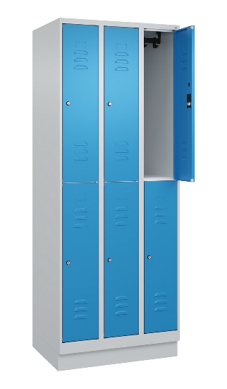 C+P Doppelstock-Spind 080310-29 Classic PLUS mit Sockel 2 Abt.250mm je 2 Fächer Drehriegel (HxBxT)1950x500x500mm 7035/7016
