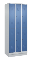 C+P Doppelstock-Spind 080310-29 Classic PLUS mit Sockel 2 Abt.250mm je 2 Fächer Drehriegel (HxBxT)1950x500x500mm 7035/7016