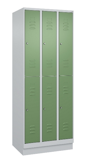 C+P Doppelstock-Spind 080310-29 Classic PLUS mit Sockel 2 Abt.250mm je 2 Fächer Drehriegel (HxBxT)1950x500x500mm 7035/7016