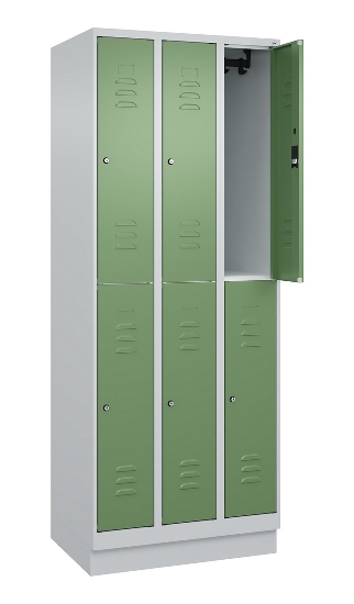 C+P Doppelstock-Spind 080310-29 Classic PLUS mit Sockel 2 Abt.250mm je 2 Fächer Drehriegel (HxBxT)1950x500x500mm 7035/7016
