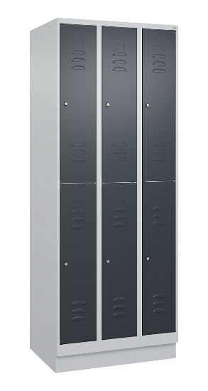 C+P Doppelstock-Spind 080310-29 Classic PLUS mit Sockel 2 Abt.250mm je 2 Fächer Drehriegel (HxBxT)1950x500x500mm 7035/7016