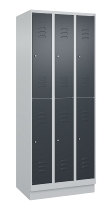 C+P Doppelstock-Spind 080310-29 Classic PLUS mit Sockel 2 Abt.250mm je 2 Fächer Drehriegel (HxBxT)1950x500x500mm 7035/7016