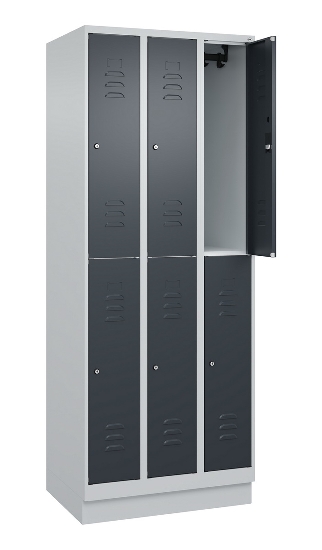 C+P Doppelstock-Spind 080310-29 Classic PLUS mit Sockel 2 Abt.250mm je 2 Fächer Drehriegel (HxBxT)1950x500x500mm 7035/7016