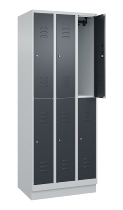 C+P Doppelstock-Spind 080310-29 Classic PLUS mit Sockel 2 Abt.250mm je 2 Fächer Drehriegel (HxBxT)1950x500x500mm 7035/7016