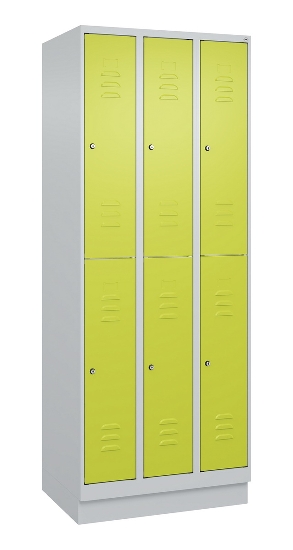 C+P Doppelstock-Spind 080310-29 Classic PLUS mit Sockel 2 Abt.250mm je 2 Fächer Drehriegel (HxBxT)1950x500x500mm 7035/7016