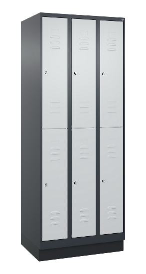 C+P Doppelstock-Spind 080310-29 Classic PLUS mit Sockel 2 Abt.250mm je 2 Fächer Drehriegel (HxBxT)1950x500x500mm 7035/7016