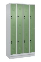 C+P Doppelstock-Spind 080310-29 Classic PLUS mit Sockel 2 Abt.250mm je 2 Fächer Drehriegel (HxBxT)1950x500x500mm 7035/7016