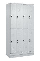 C+P Doppelstock-Spind 080310-29 Classic PLUS mit Sockel 2 Abt.250mm je 2 Fächer Drehriegel (HxBxT)1950x500x500mm 7035/7016