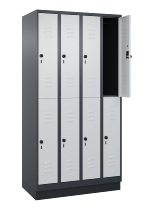 C+P Doppelstock-Spind 080310-29 Classic PLUS mit Sockel 2 Abt.250mm je 2 Fächer Drehriegel (HxBxT)1950x500x500mm 7035/7016