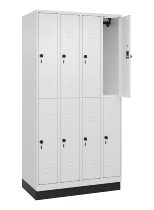C+P Doppelstock-Spind 080310-29 Classic PLUS mit Sockel 2 Abt.250mm je 2 Fächer Drehriegel (HxBxT)1950x500x500mm 7035/7016
