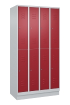 C+P Doppelstock-Spind 080310-29 Classic PLUS mit Sockel 2 Abt.250mm je 2 Fächer Drehriegel (HxBxT)1950x500x500mm 7035/7016