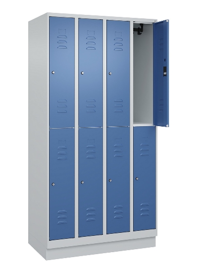 C+P Doppelstock-Spind 080310-29 Classic PLUS mit Sockel 2 Abt.250mm je 2 Fächer Drehriegel (HxBxT)1950x500x500mm 7035/7016