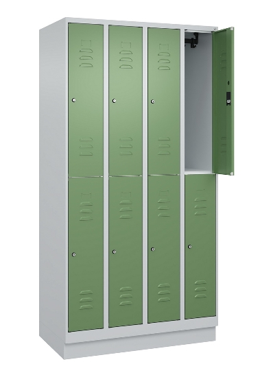 C+P Doppelstock-Spind 080310-29 Classic PLUS mit Sockel 2 Abt.250mm je 2 Fächer Drehriegel (HxBxT)1950x500x500mm 7035/7016