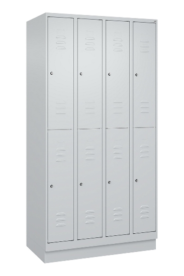 C+P Doppelstock-Spind 080310-29 Classic PLUS mit Sockel 2 Abt.250mm je 2 Fächer Drehriegel (HxBxT)1950x500x500mm 7035/7016