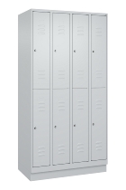 C+P Doppelstock-Spind 080310-29 Classic PLUS mit Sockel 2 Abt.250mm je 2 Fächer Drehriegel (HxBxT)1950x500x500mm 7035/7016