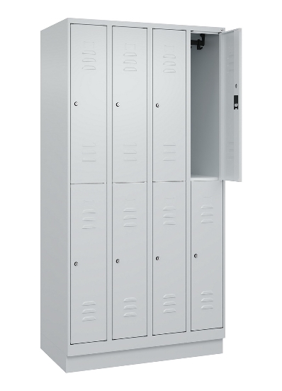 C+P Doppelstock-Spind 080310-29 Classic PLUS mit Sockel 2 Abt.250mm je 2 Fächer Drehriegel (HxBxT)1950x500x500mm 7035/7016