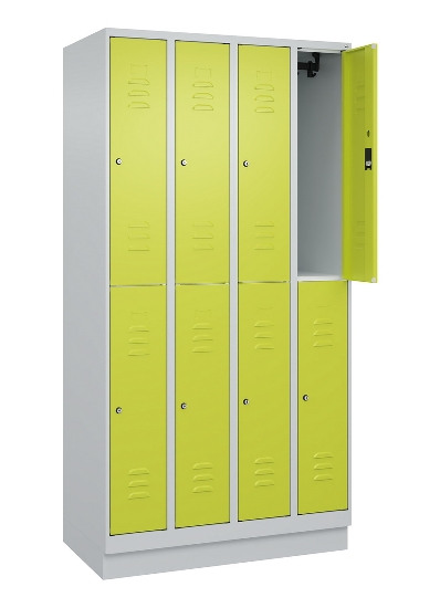 C+P Doppelstock-Spind 080310-29 Classic PLUS mit Sockel 2 Abt.250mm je 2 Fächer Drehriegel (HxBxT)1950x500x500mm 7035/7016