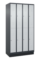 C+P Doppelstock-Spind 080310-29 Classic PLUS mit Sockel 2 Abt.250mm je 2 Fächer Drehriegel (HxBxT)1950x500x500mm 7035/7016