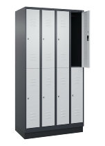 C+P Doppelstock-Spind 080310-29 Classic PLUS mit Sockel 2 Abt.250mm je 2 Fächer Drehriegel (HxBxT)1950x500x500mm 7035/7016
