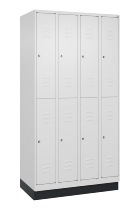 C+P Doppelstock-Spind 080310-29 Classic PLUS mit Sockel 2 Abt.250mm je 2 Fächer Drehriegel (HxBxT)1950x500x500mm 7035/7016