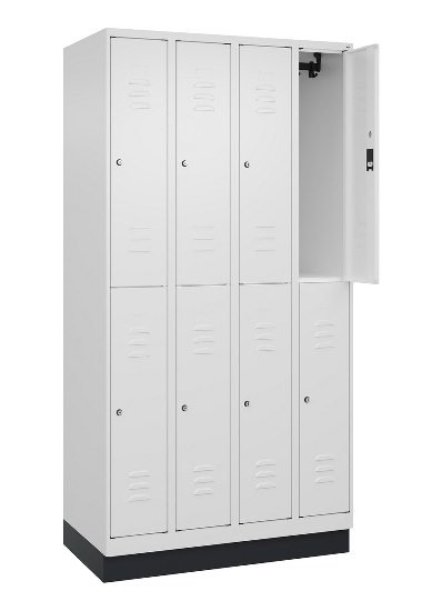 C+P Doppelstock-Spind 080310-29 Classic PLUS mit Sockel 2 Abt.250mm je 2 Fächer Drehriegel (HxBxT)1950x500x500mm 7035/7016