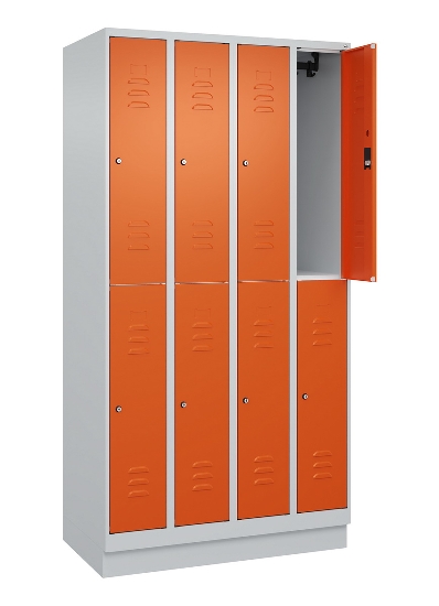 C+P Doppelstock-Spind 080310-29 Classic PLUS mit Sockel 2 Abt.250mm je 2 Fächer Drehriegel (HxBxT)1950x500x500mm 7035/7016